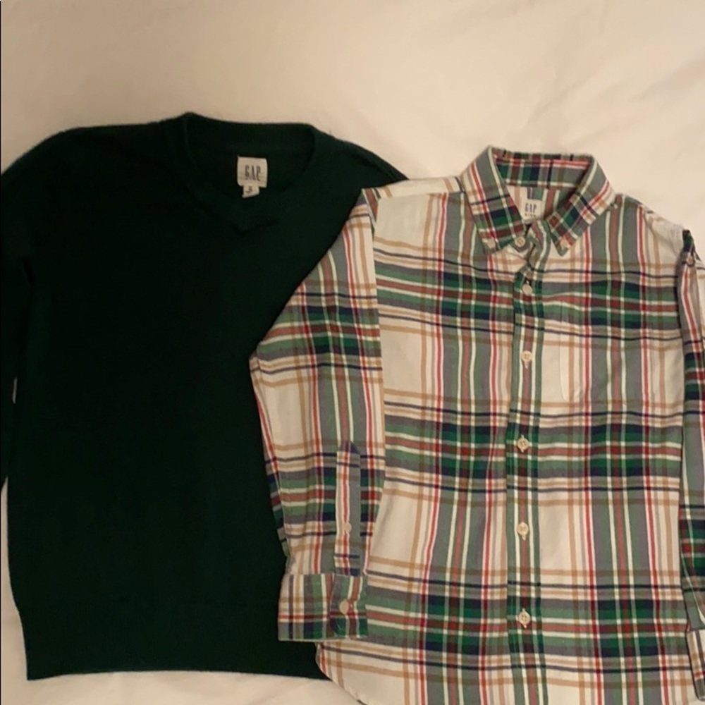 Gap button down-shirt and V neck sweater